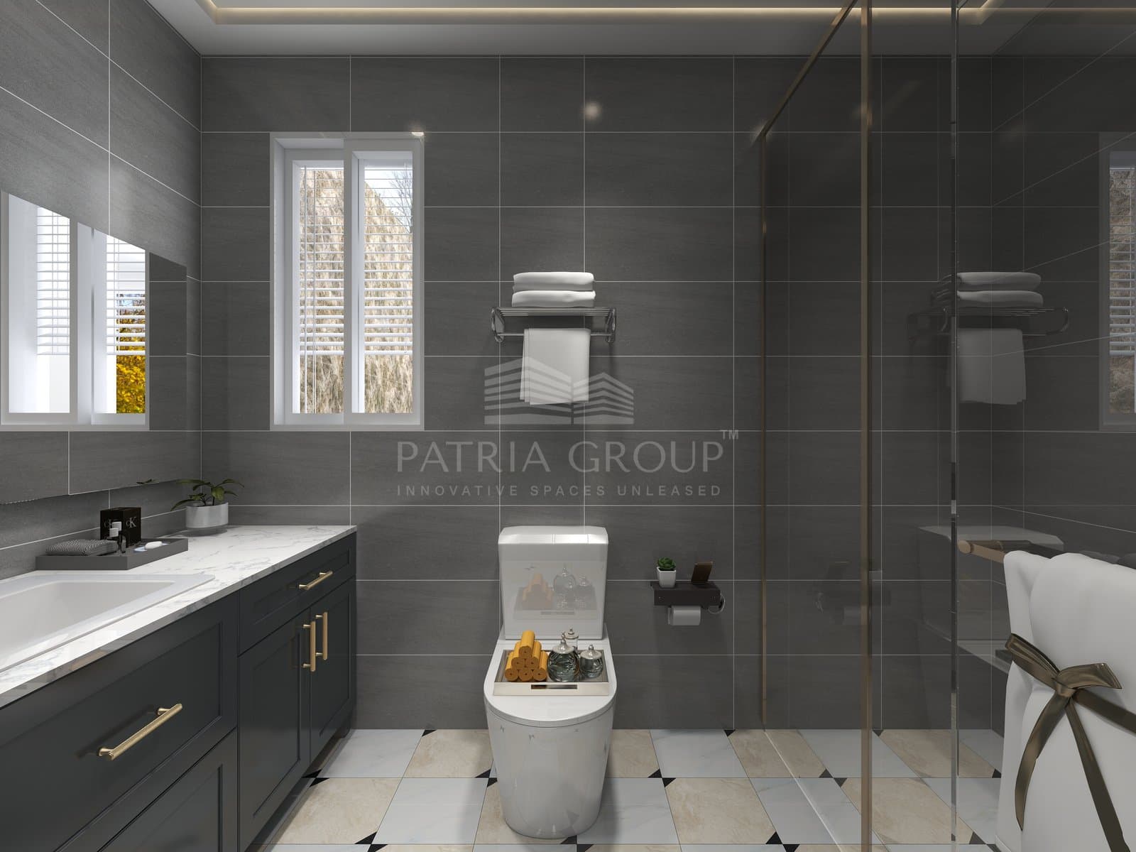 Luxurious apartment interior with ambient lighting